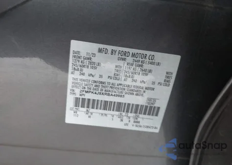 2024 Ford Edge Sel from USA, damaged, VIN 2FMPK4J9XRBA49985